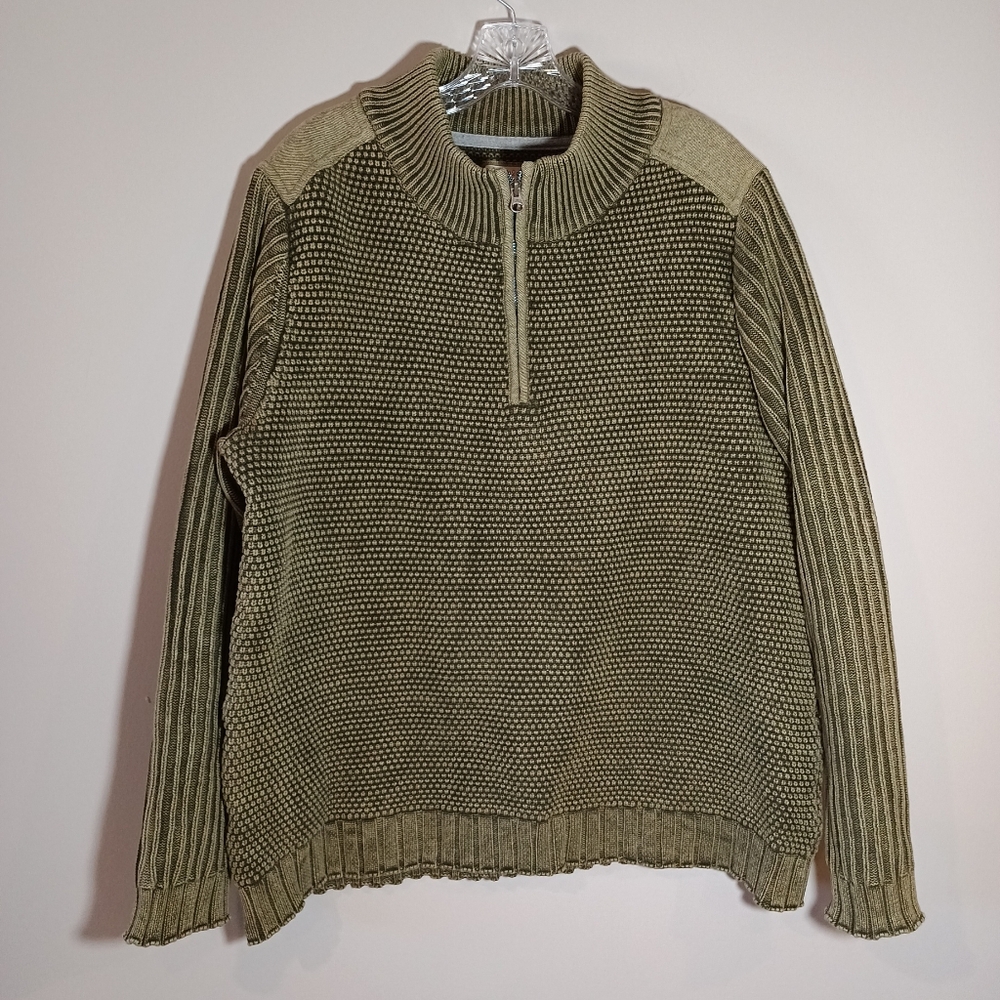 Men's Olive Half-Zip Knit Sweater